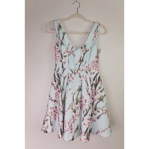 Flower print flare mini dress